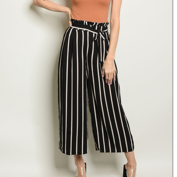 C.C. Boutique Pants - NWT Pinstripe Bow Front Parachute Harem Highwater